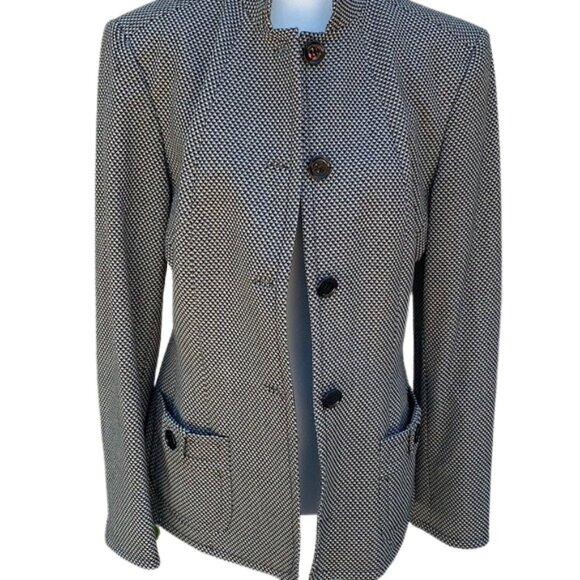 Calvin Klein Black and White Patterned Blazer Jacket, Size 6 - Picture 7 of 8